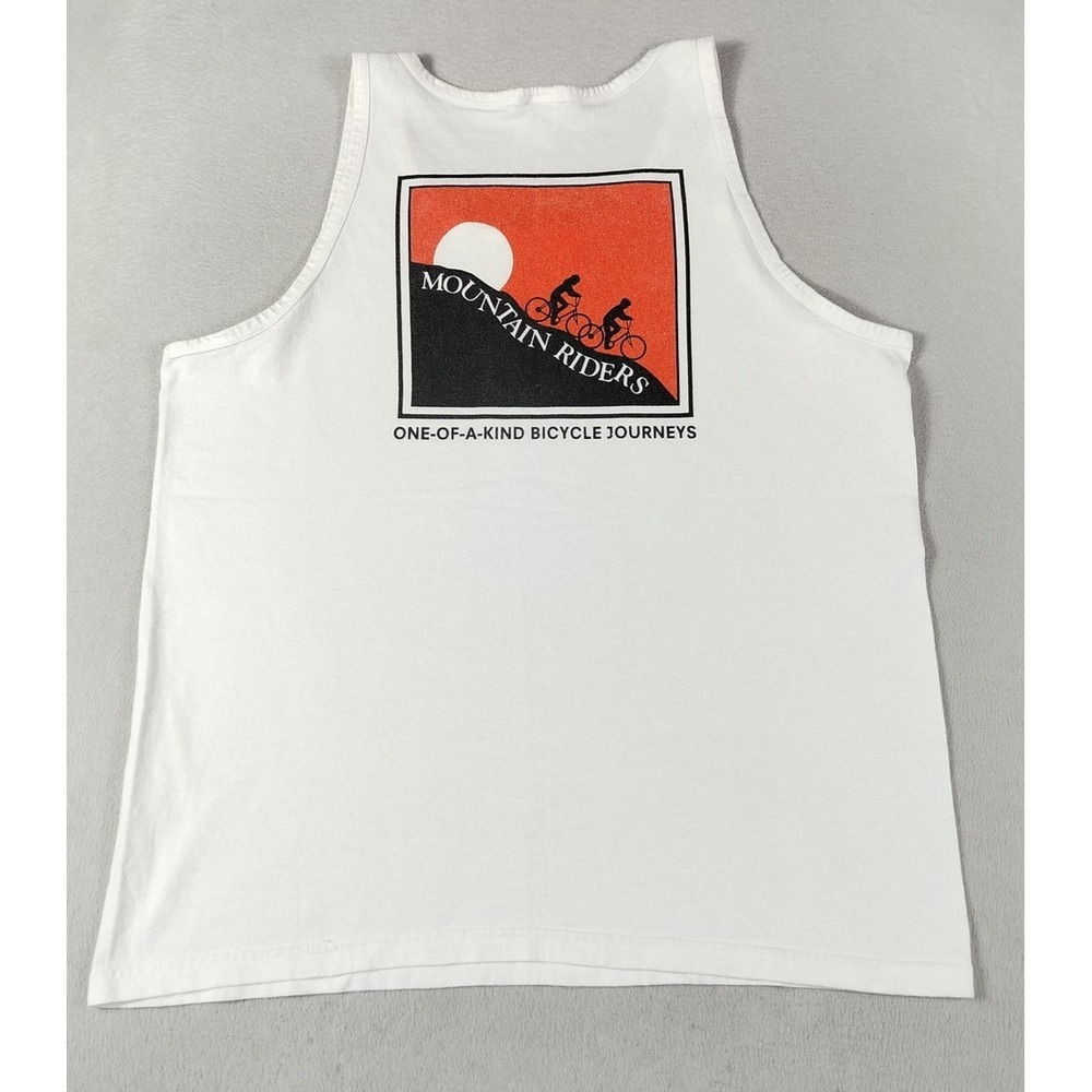 Vintage Anvil Mountain Riders Haleakala Tank Top Mens Large White Cycling Casual